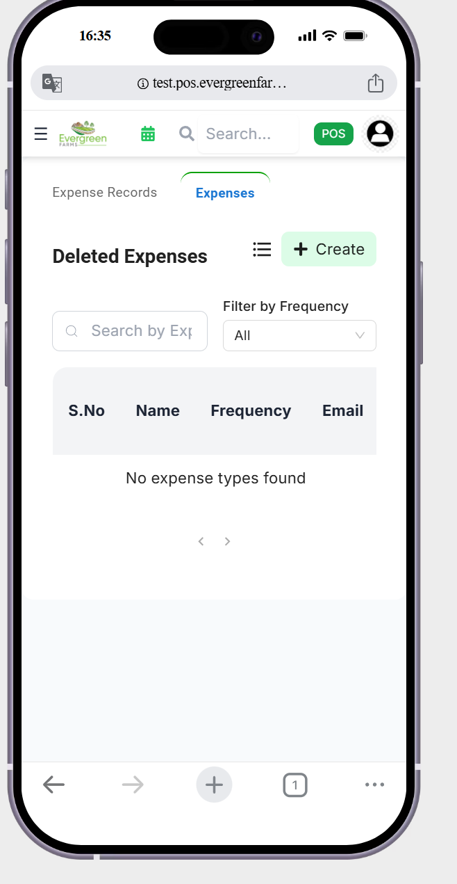 in expenses tab page the search bar and delete page is not showing perfectily