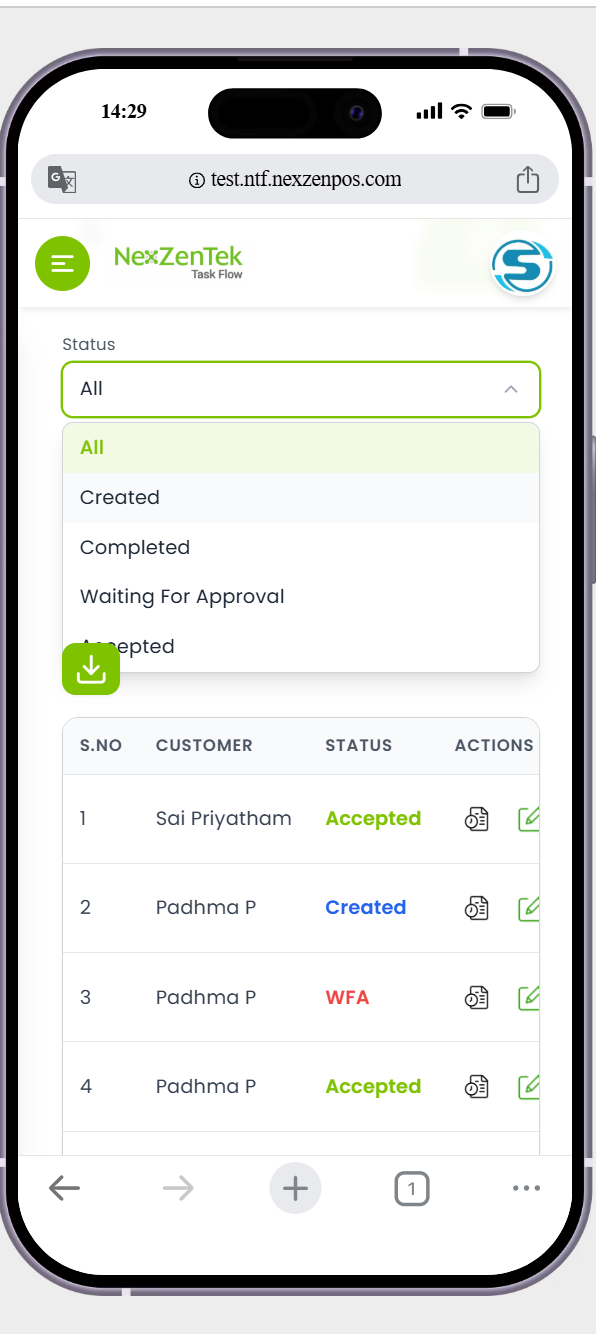 in quotes page in status the dropdown is not showing perfectily