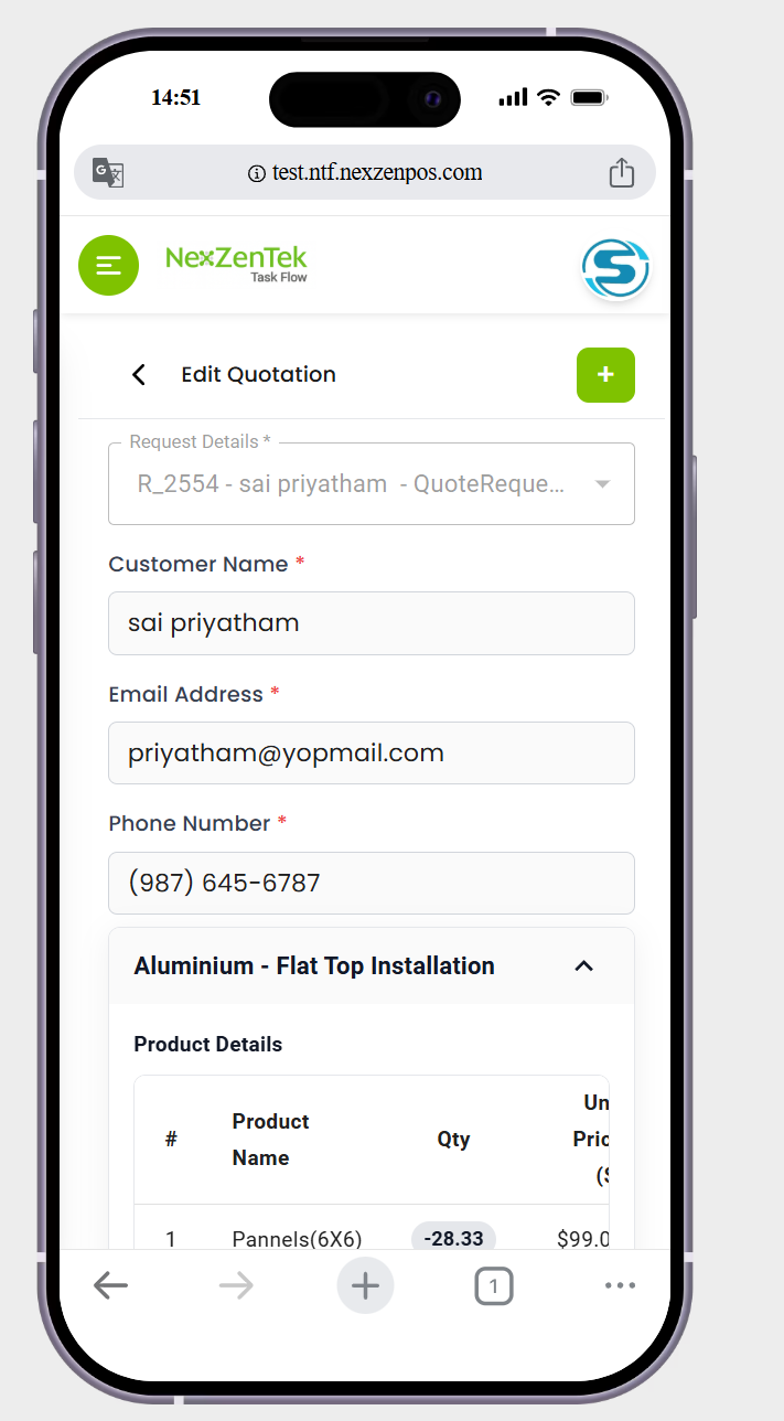 in edit qutoes page show me the update button ramove the (+) button