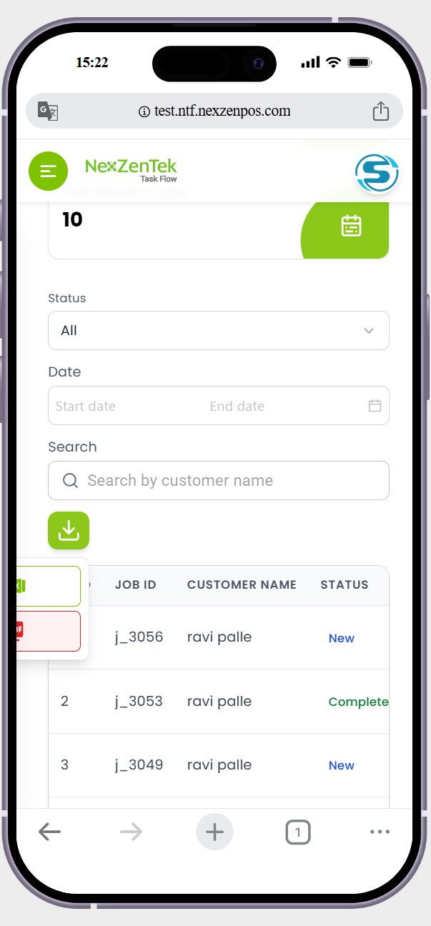 in jobs page the download options are not showing perfectily