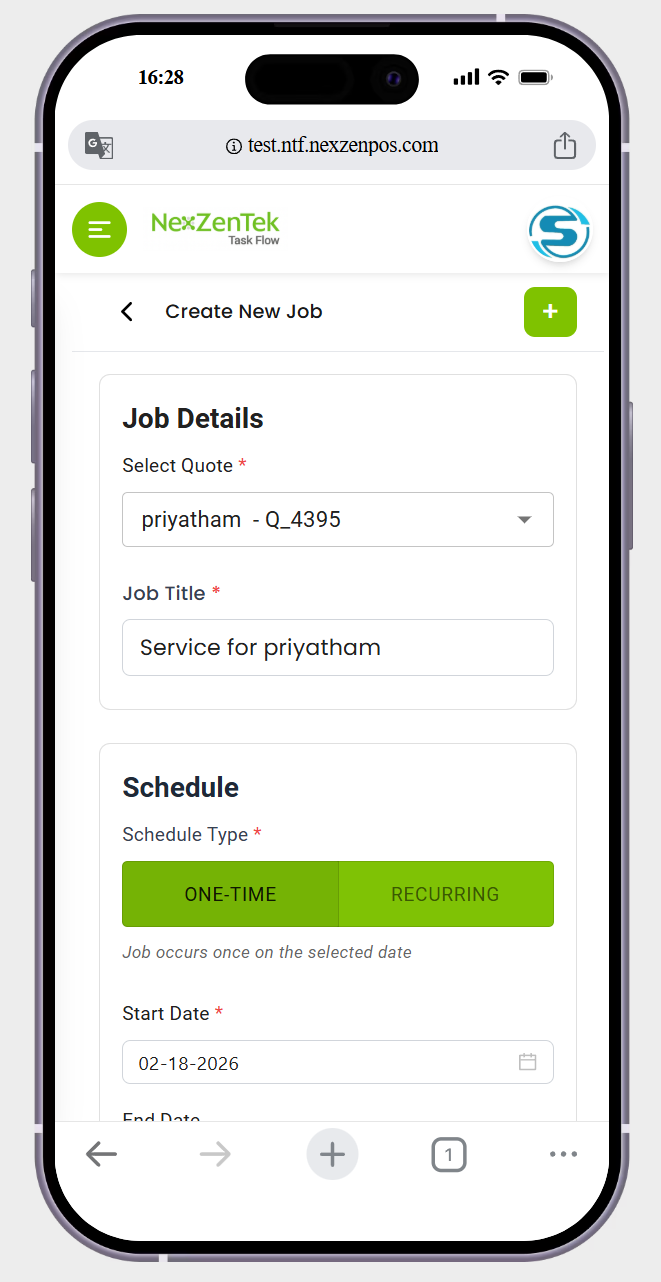 in creat job page it showing the (+) button but show me the (save ) button