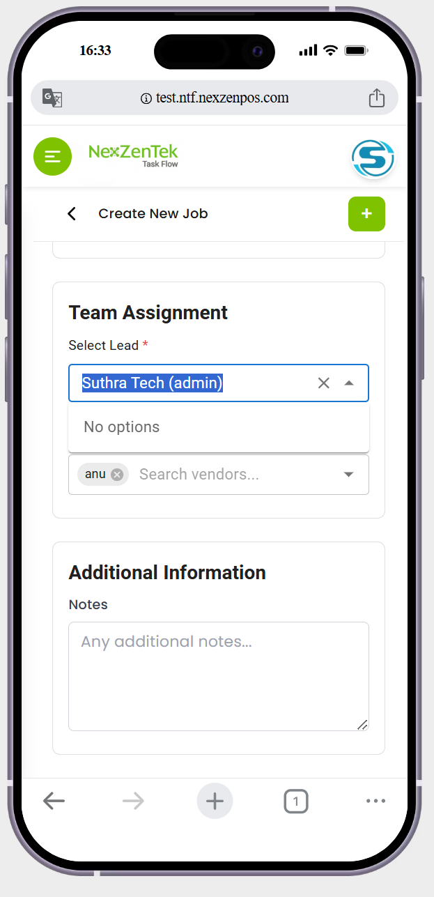 in creat job page ->the team Assignment the text feild is showing the blue colour ->replace with green colour