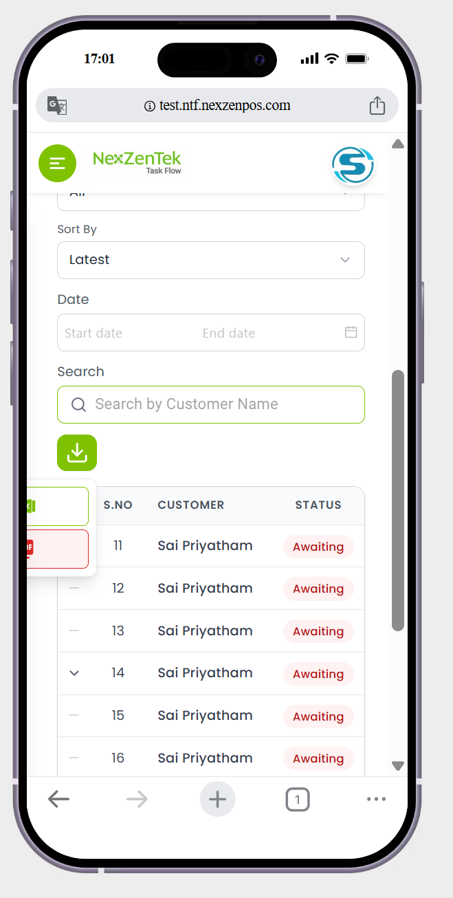 in invoice page the download opetions are not showing perfectily