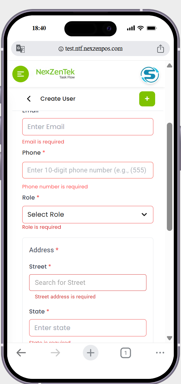 in create user page some text filed error is showing the different colour